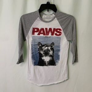 Cat Shirt Size XS Cat Lover jaws retro baseball tee